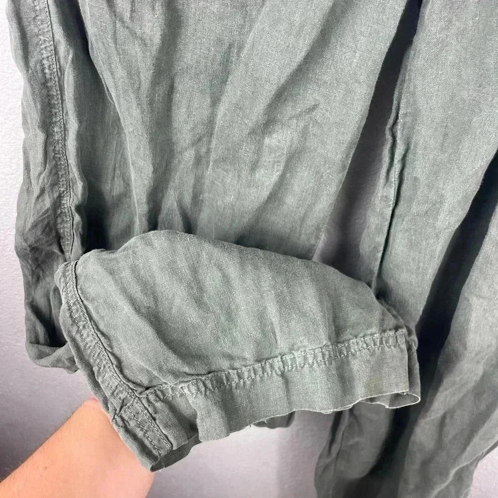 Athleta 100% Linen Reverie Jasper Green Pants Sweatpants Womens 14 Lightweight - Picture 6 of 12